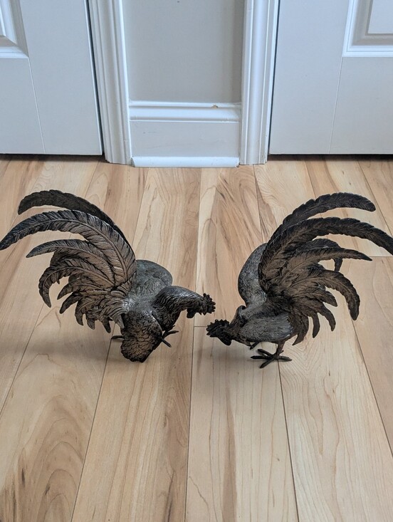 Vintage Brass Other - Vintage Detailed Italian Pair (2) Midcentury Brass Fighting Roosters